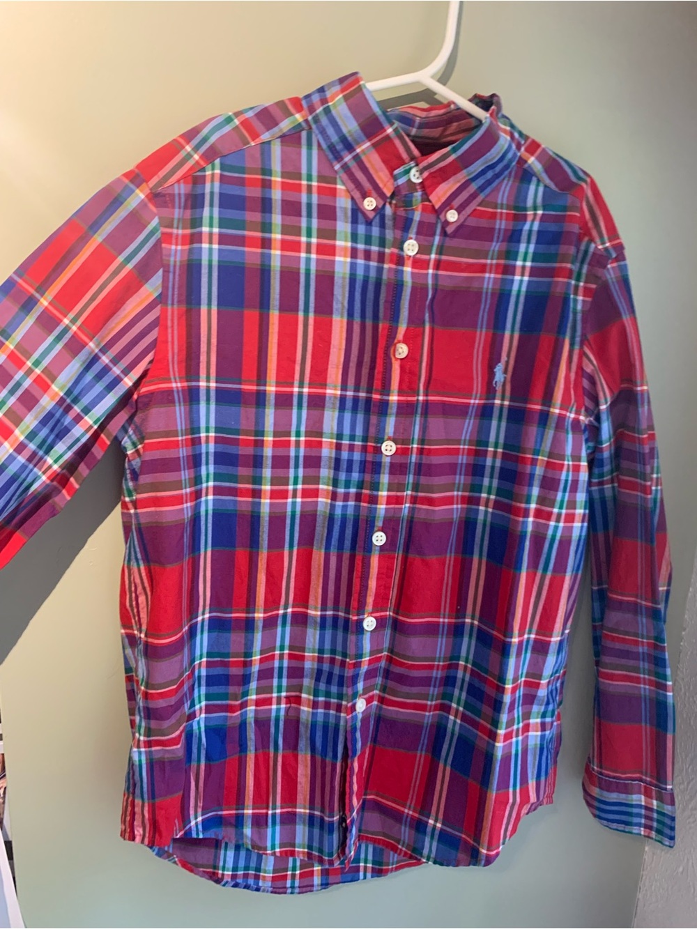 Ralph Lauren Red and Blue Plaid Button-Down Shirt
